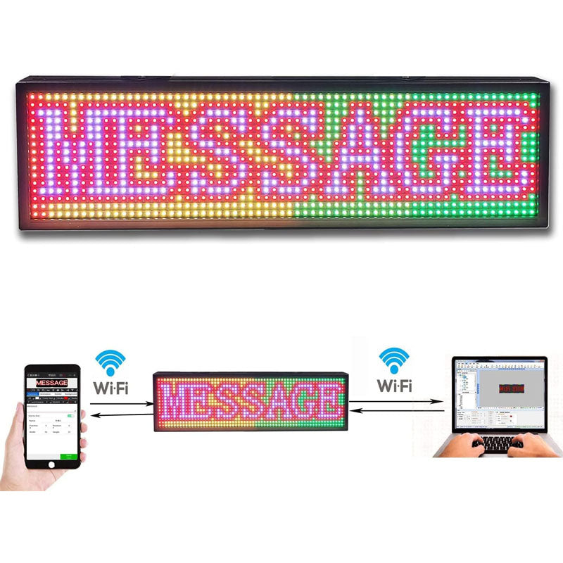 LED Scrolling Sign 26''x8'' WiFi Programmable LED Scrolling Message Board for Business Programmable Display