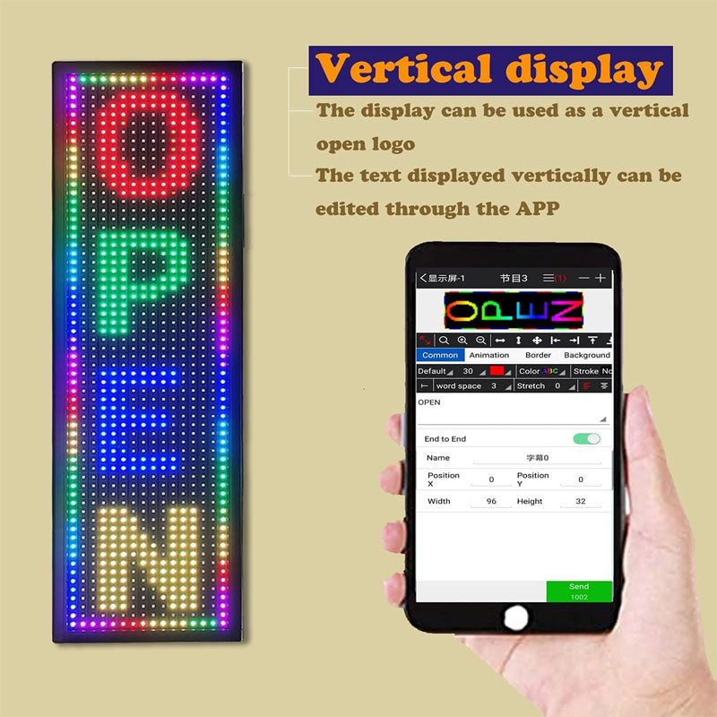 LED Scrolling Sign 26''x8'' WiFi Programmable LED Scrolling Message Board for Business Programmable Display