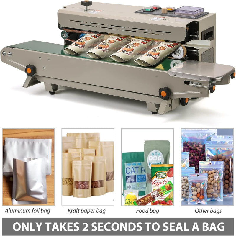 Sealing Machine Continuous Band Sealer Automatic Vertical/Horizontal for PVC Membrane Bag Film 110V