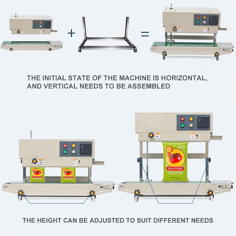 Sealing Machine Continuous Band Sealer Automatic Vertical/Horizontal for PVC Membrane Bag Film 110V