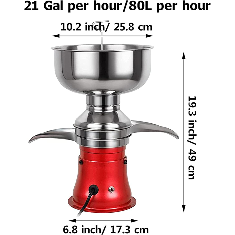 21Gal/ 80L/ H, Electric Fresh Cream Centrifuge, 12L Camel/Goat Milk Separator, 8000-10000rpm Adjustable Speed, 110V/ 220V