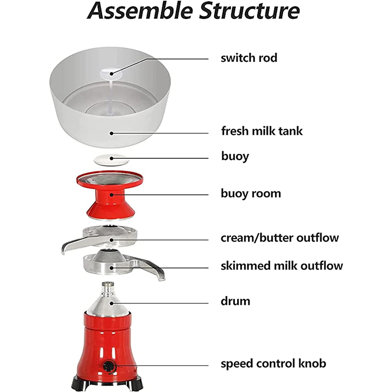 21Gal/ 80L/ H, Electric Fresh Cream Centrifuge, 12L Camel/Goat Milk Separator, 8000-10000rpm Adjustable Speed, 110V/ 220V