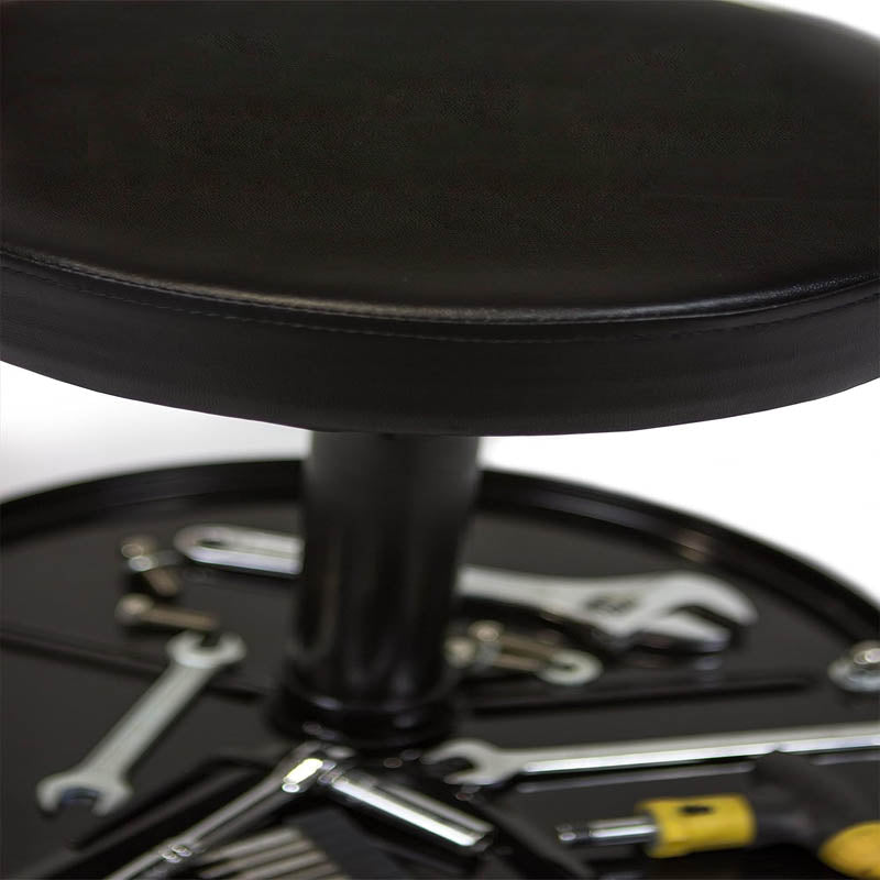 Shop Stool Adjustable Mechanics Rolling Creeper Seat Stool Tool Tray 300-Pound Capacity for Shop Garage