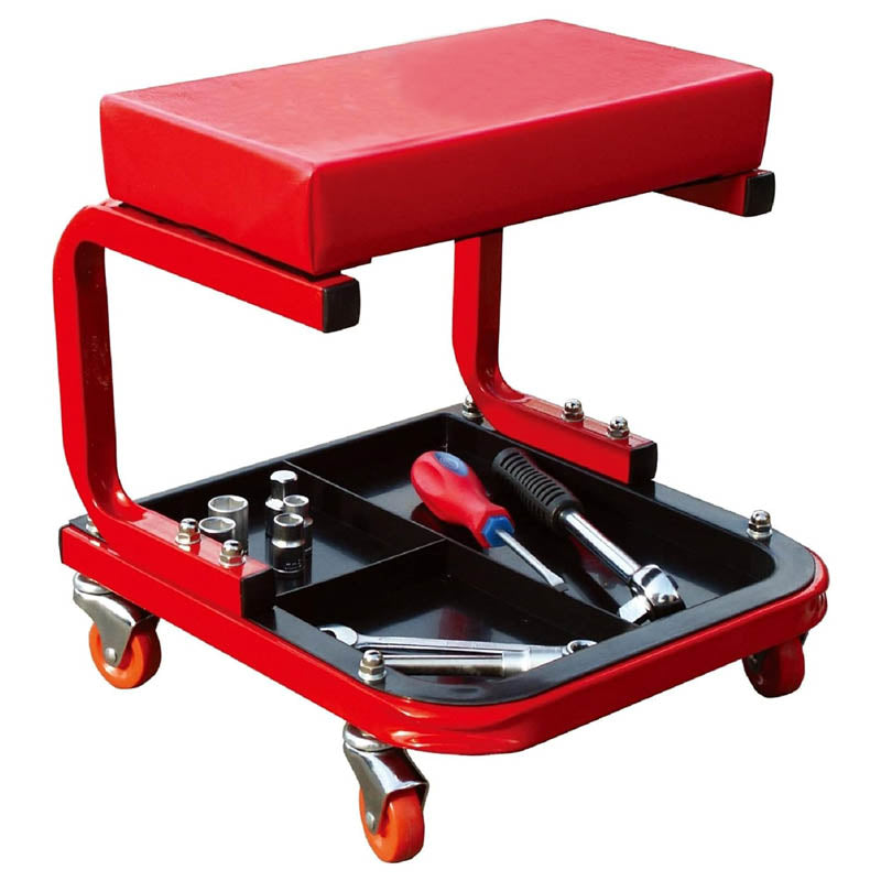 Shop Stool Red Rolling Creeper Garage 250 LBS Mechanic Creeper Seat Under Car Tool Tray