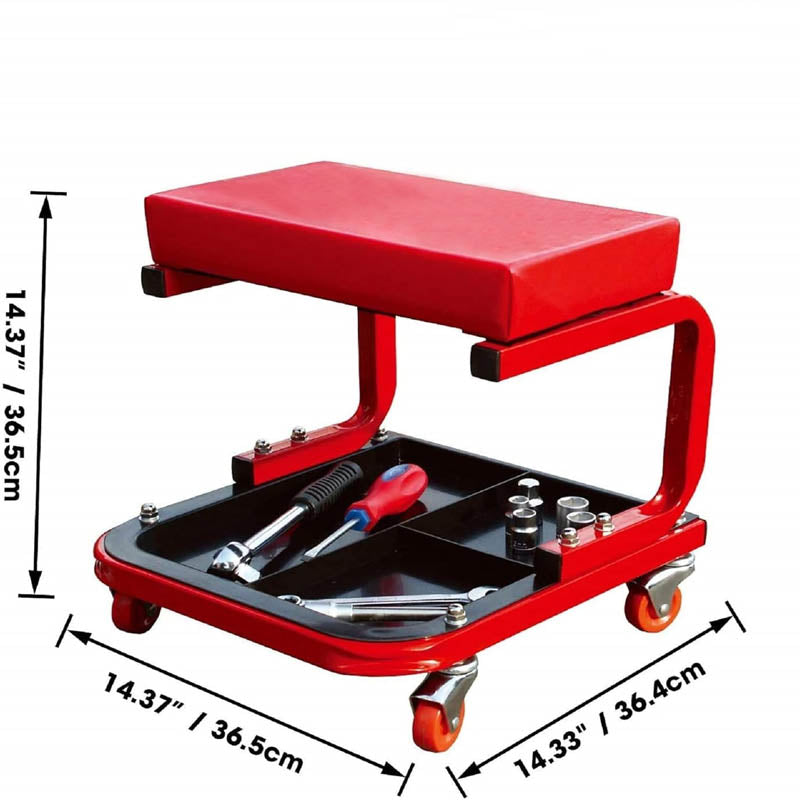 Shop Stool Red Rolling Creeper Garage 250 LBS Mechanic Creeper Seat Under Car Tool Tray