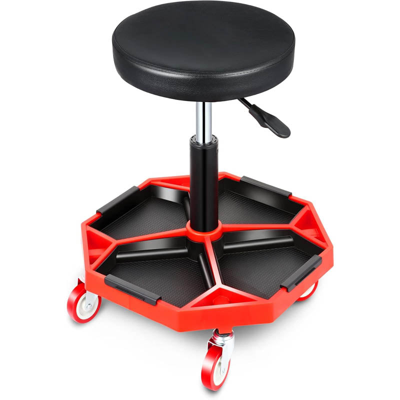 Shop Stool Adjustable Mechanics Rolling Creeper Seat Stool Tool Tray 300lbs Max Weight Capacity