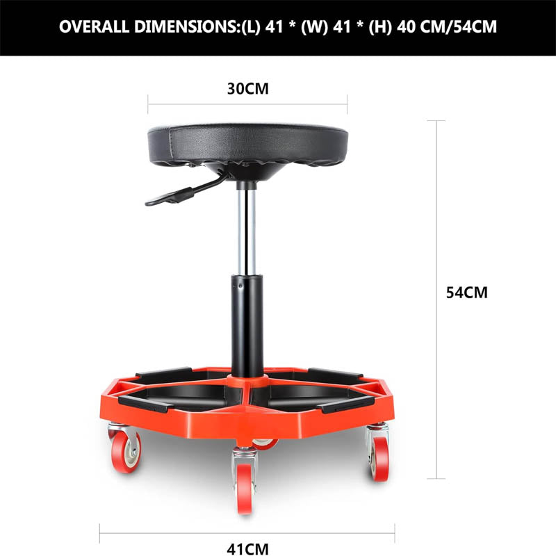 Shop Stool Adjustable Mechanics Rolling Creeper Seat Stool Tool Tray 300lbs Max Weight Capacity