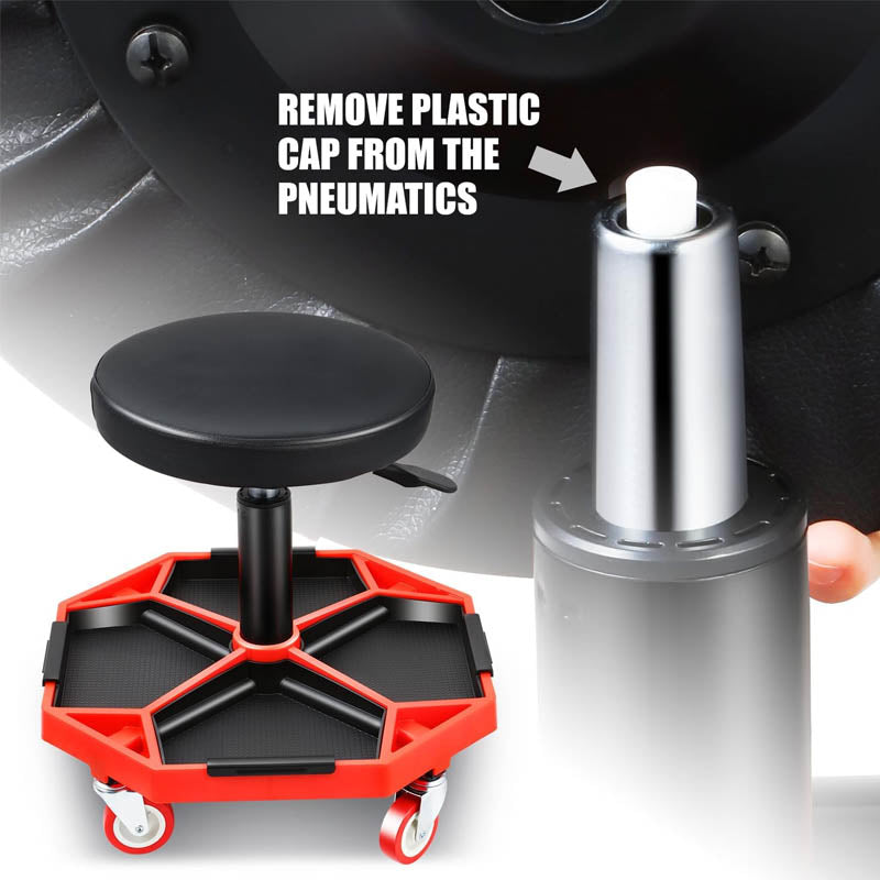 Shop Stool Adjustable Mechanics Rolling Creeper Seat Stool Tool Tray 300lbs Max Weight Capacity