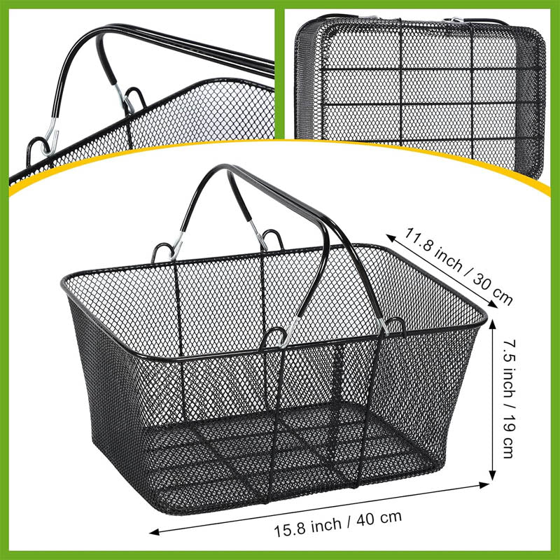 20 Pcs 22L Shopping Baskets Black Metal Shopping Basket Portable for Supermarket Retail Store Supplies