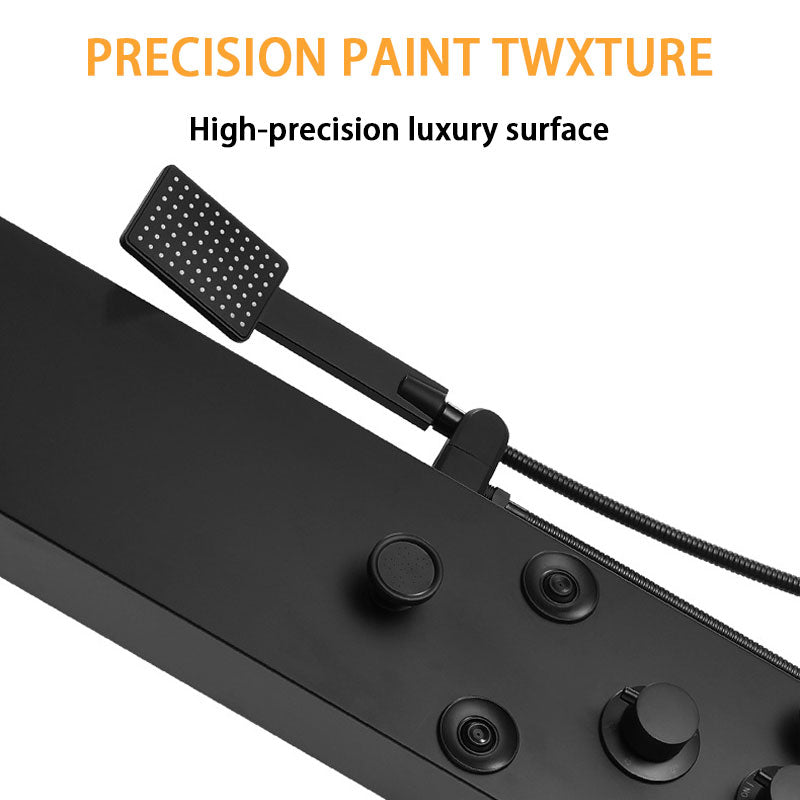 Waterfall Shower Head Rain Massage System With Body Sprays Stainless Steel Bathroom Shower Panel Tower System, Brushed Black
