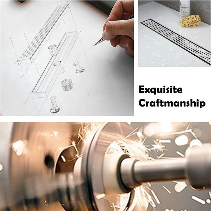 Shower Drain 24 Inch Linear Shower Drain 304 Stainless Steel Shower Floor Drain with Grate Rectangular Shower Drain