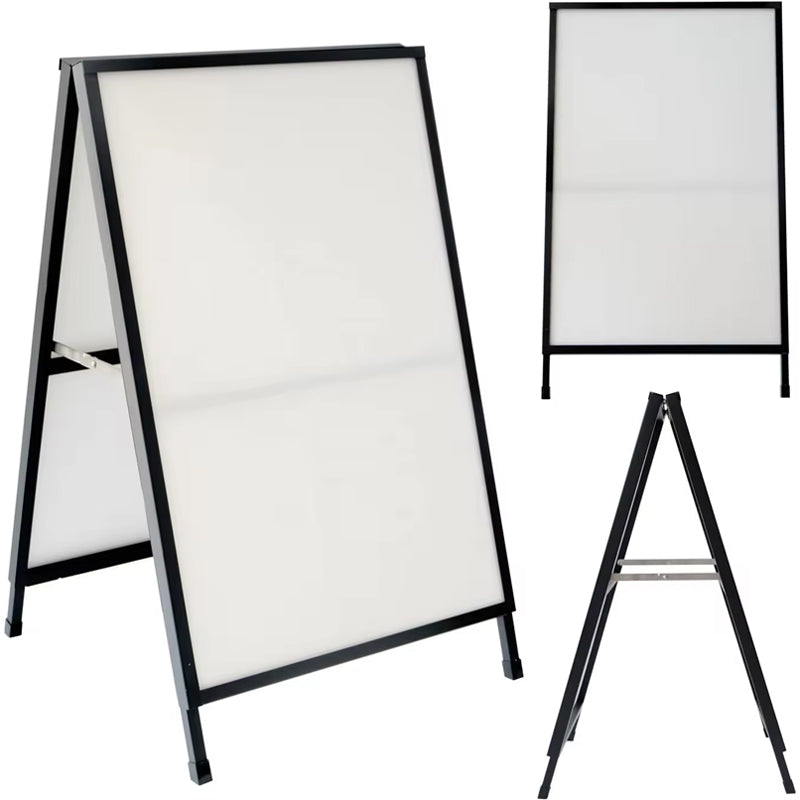 Standing Light Box Heavy Duty Slide-In A-Frame Sidewalk Sign 24x36 Inch Portable Double-Sided Metal Poster Stand