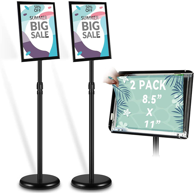 2 Pack 8.5 X 11 Inches Adjustable Sign Poster Stand Pedestal Poster Stand with Heavy Duty Base Display Business Shows Floor Standing Sign Holder