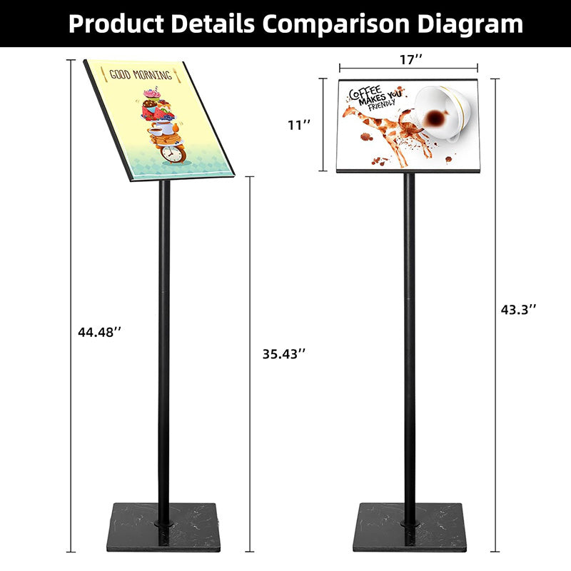 Poster Sign Stand Advertising Versatile 11 x 17 inches Sign Holder Vertical and Horizontal View Sign Displayed Sturdy Floor Standing Display