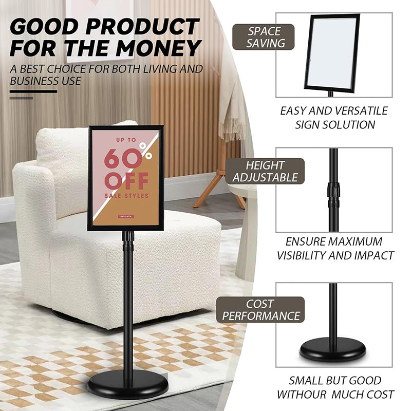 2 Pack 8.5 X 11 Inches Adjustable Sign Poster Stand Pedestal Poster Stand with Heavy Duty Base Display Business Shows Floor Standing Sign Holder