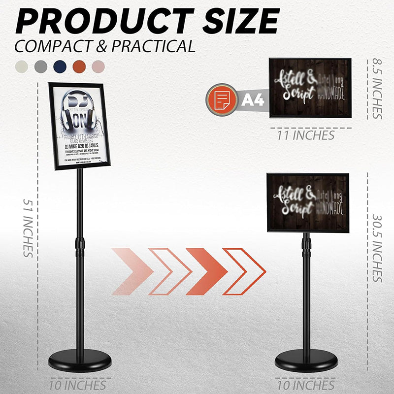 2 Pack 8.5 X 11 Inches Adjustable Sign Poster Stand Pedestal Poster Stand with Heavy Duty Base Display Business Shows Floor Standing Sign Holder