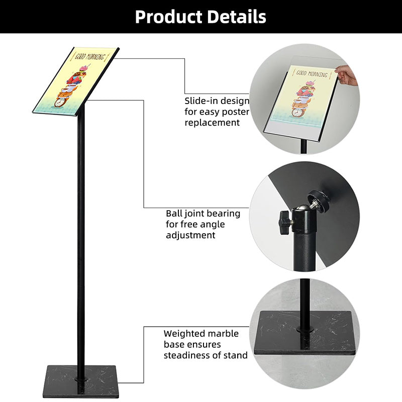 Poster Sign Stand Advertising Versatile 11 x 17 inches Sign Holder Vertical and Horizontal View Sign Displayed Sturdy Floor Standing Display