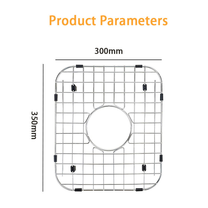 304 Stainless Steel Bottom Protection Frame, Kitchen Drain Grid Piece Free Installation Dish Sink Rack Two Pieces