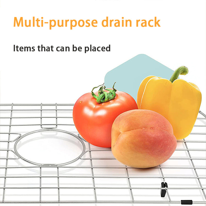 304 Stainless Steel Bottom Protection Frame, Kitchen Drain Grid Piece Free Installation Dish Sink Rack Two Pieces