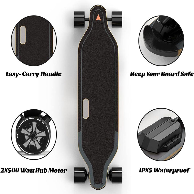 Skateboarding Electric Skateboard with Remote Easy Carry Handle Design 4 Speed Smooth Braking 29 MPH Top Speedfor Adults Kids