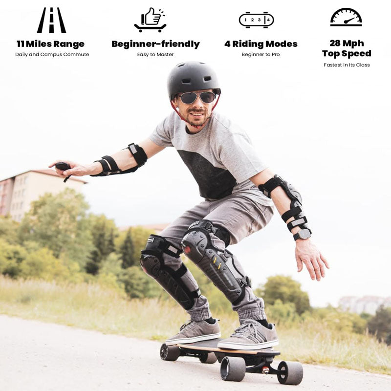 Skateboarding Electric Skateboard with Remote Easy Carry Handle Design 4 Speed Smooth Braking 29 MPH Top Speedfor Adults Kids