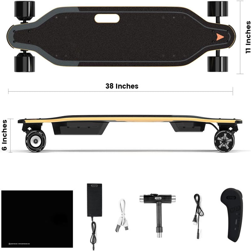 Skateboarding Electric Skateboard with Remote Easy Carry Handle Design 4 Speed Smooth Braking 29 MPH Top Speedfor Adults Kids