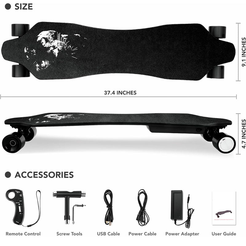 Skateboarding Electric with Remote 350W Hub-Motor Electric Longboard 12.4 MPH Top Speed for Adults Teens Kids