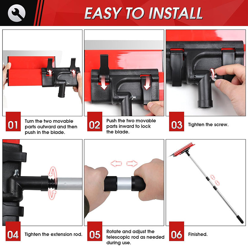 Stainless Steel 10",16" & 24" Skimming Blades with 28"-62" Extension Handle Pole Drywall Skimming Blade Set Professional Drywall Skimming Tools for Smoothing Wall and Ceiling