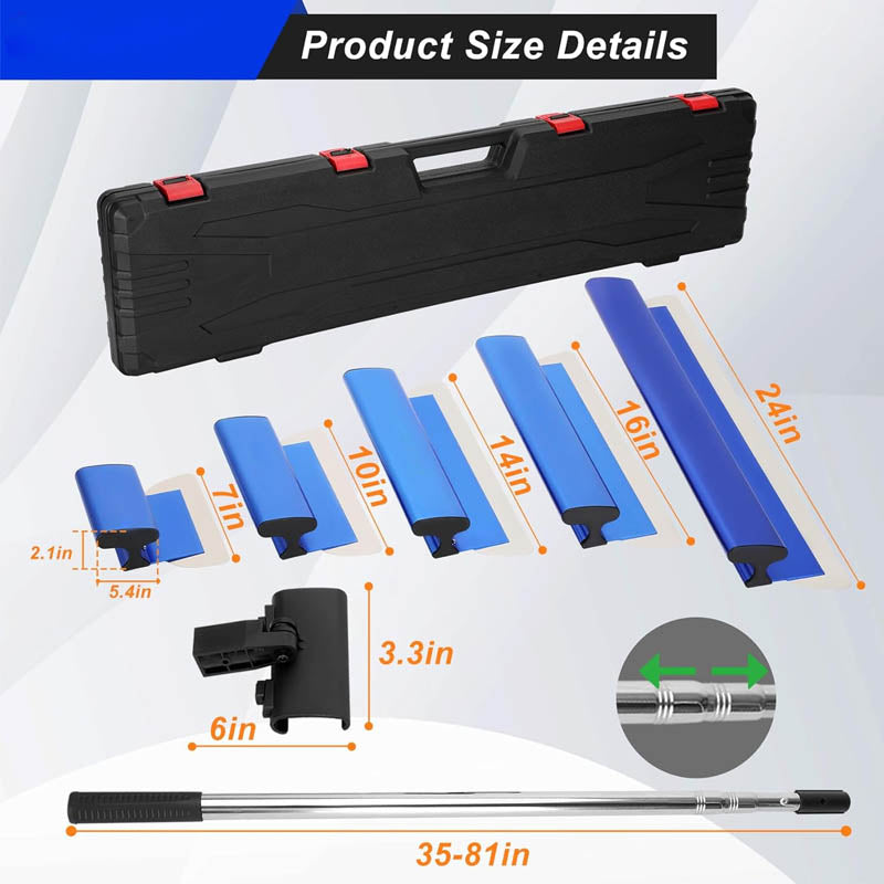 Skimmer Blade Set 7/10/14/16/24 in Skimming Blades + 34 - 81.6 in Extension Handle Pole