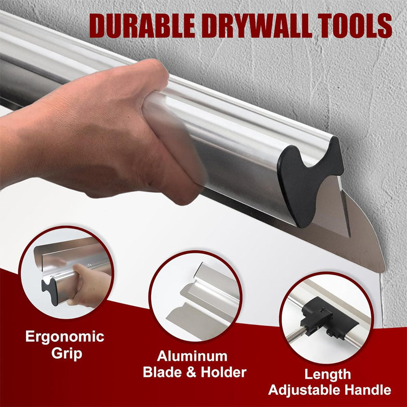 Skimming Blade Set with 12"+22” + 32" Blades + 35"-78" Extension Handle Extruded Aluminum High-Impact End Caps for Gyprock/Drywall/Wall-Board