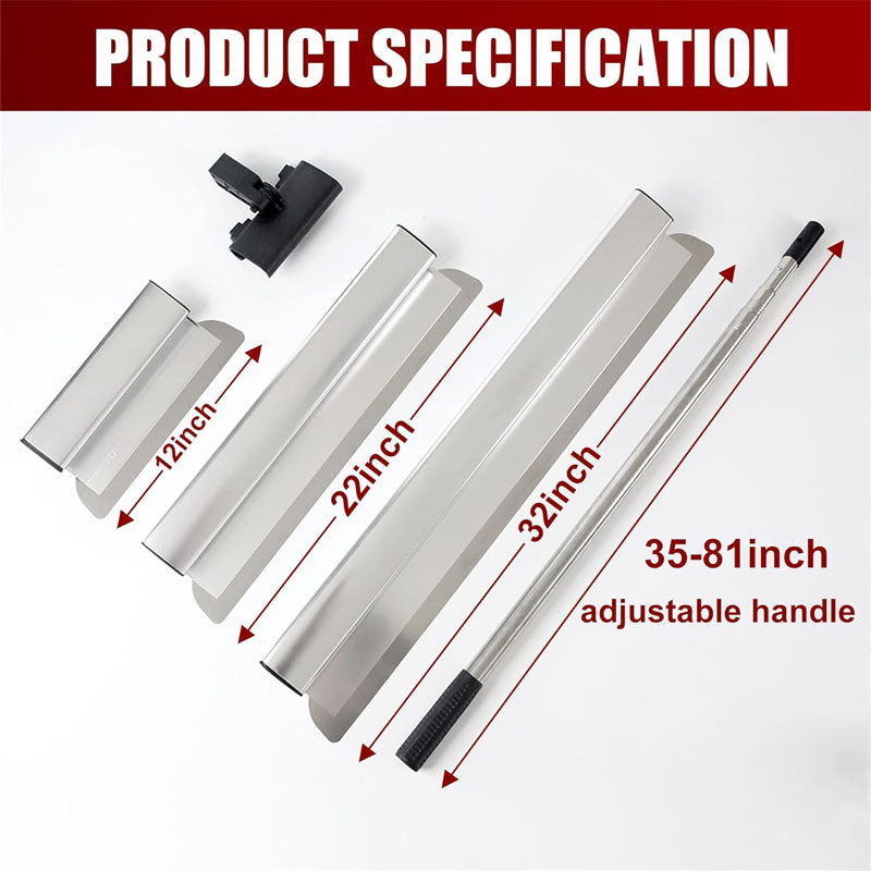 Skimming Blade Set with 12"+22” + 32" Blades + 35"-78" Extension Handle Extruded Aluminum High-Impact End Caps for Gyprock/Drywall/Wall-Board