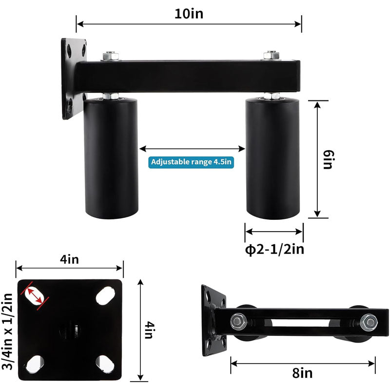 Slide Gate Guide Roller 6 inch black Nylon slide Guider Adjustable Sliding Gate Support Assembly