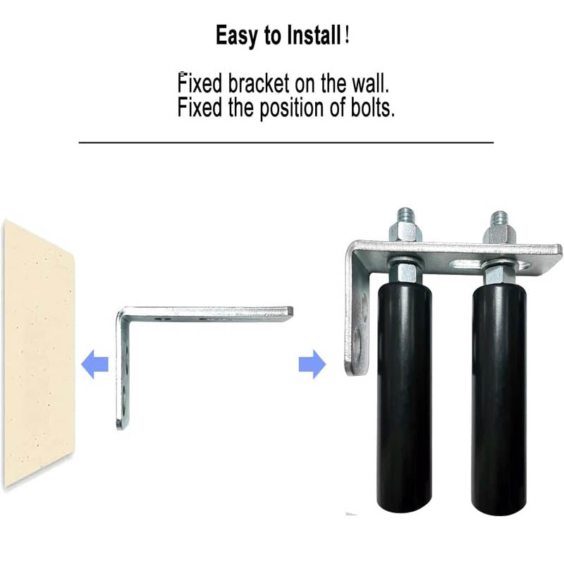 Slide Gate Guide Roller 4" Black L Rear Post Bracket Adjustable Nylon Roller Coloring For Sliding Gates Guide Roller