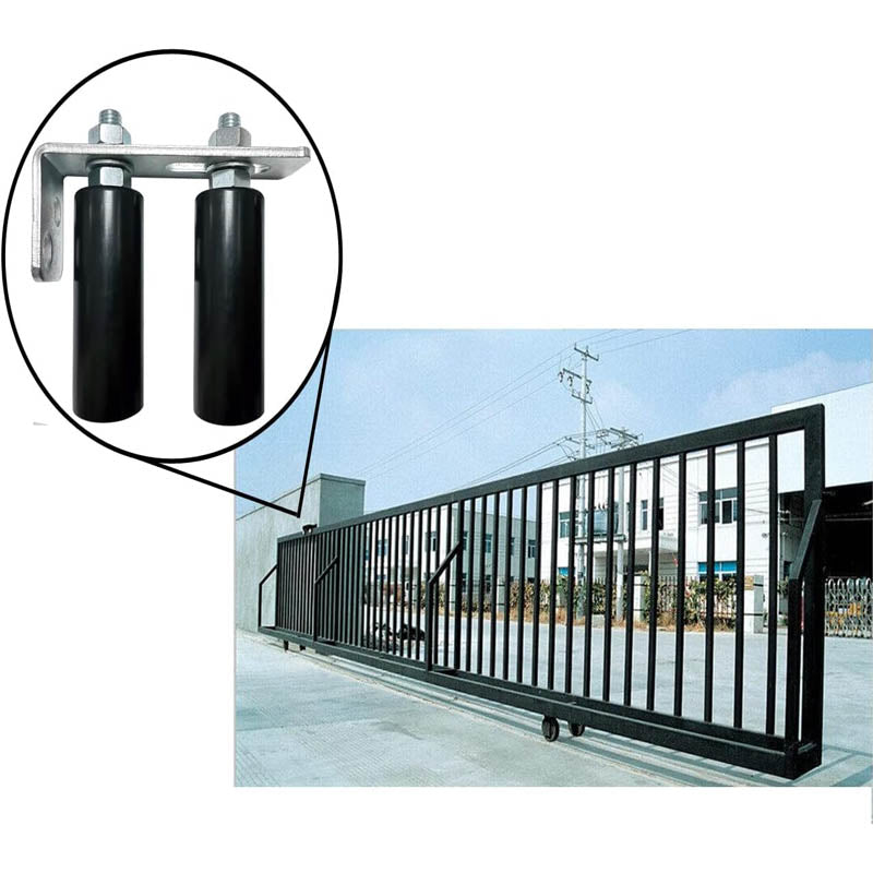 Slide Gate Guide Roller 4" Black L Rear Post Bracket Adjustable Nylon Roller Coloring For Sliding Gates Guide Roller