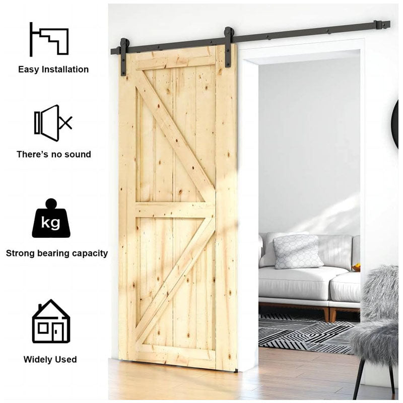 8FT Sliding Door Hardware Kit for Single Wood Door Fit 3.7-4.3FT Wide and 1.3"-1.8" Thick Door Panel