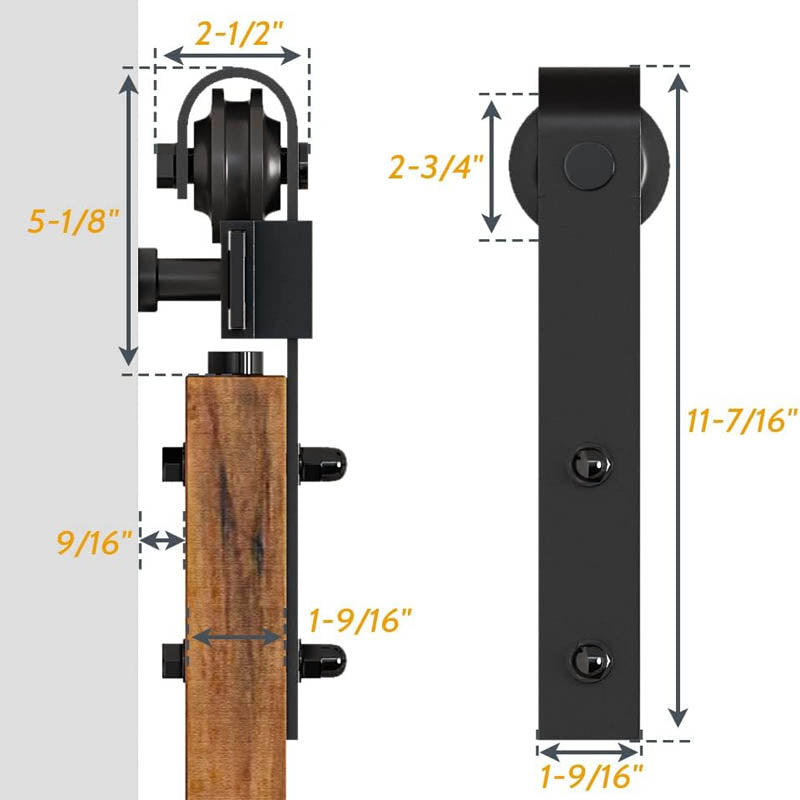 6FT Sliding Door Hardware 265LBS Loading Heavy Duty Barn Door Track Kit Easy to Install Black (J Shape-5)