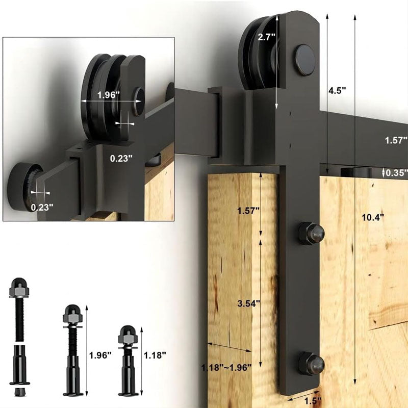 8FT Sliding Door Hardware Kit for Single Wood Door Fit 3.7-4.3FT Wide and 1.3"-1.8" Thick Door Panel
