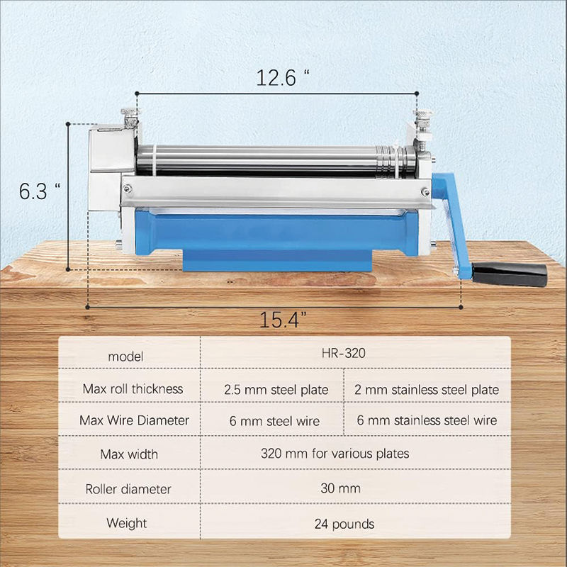 Slip Rolling Bending Machine, with 2 Detachable 12.6 inch Slip Roll Rollers, Metal Plate Bending Round Machine for Steel, Stainless Steel & Aluminum Plate