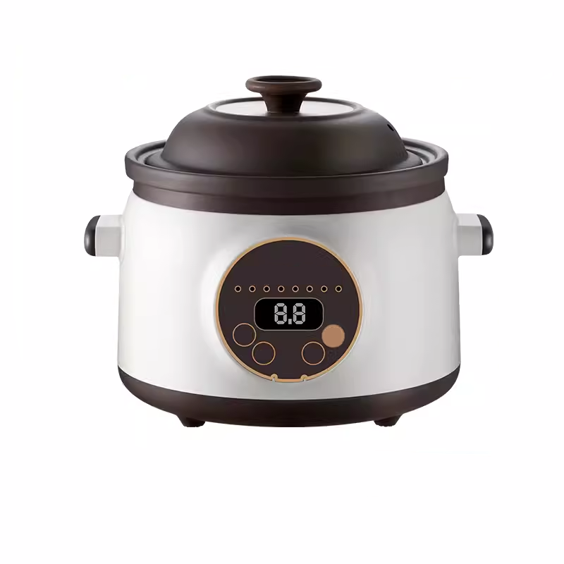 Slow Cookers 5L Fully Automatic Electric Stew Pot Household Purple Clay Pot Soup Pot Stew Pot Ceramic Electric Casserole Plug-In Health Porridge Pot Reservation