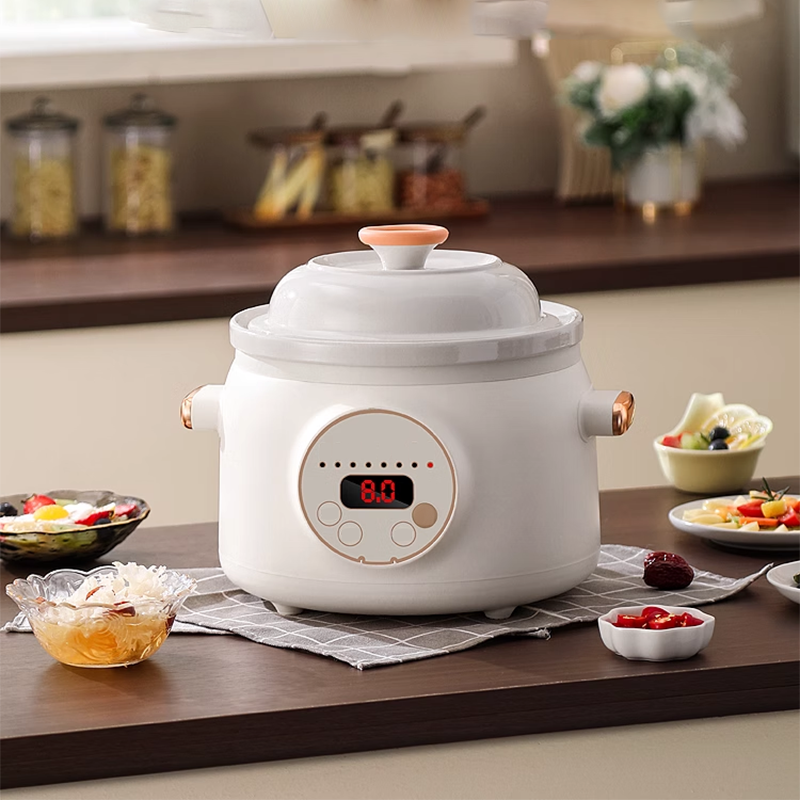 Slow Cookers 5L Fully Automatic Electric Stew Pot Household Purple Clay Pot Soup Pot Stew Pot Ceramic Electric Casserole Plug-In Health Porridge Pot Reservation
