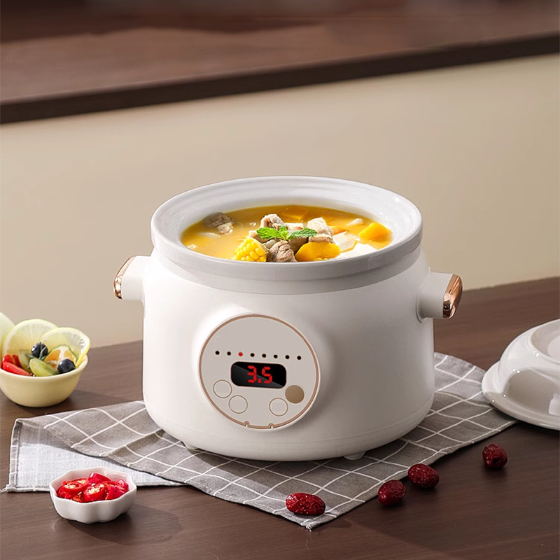 Slow Cookers 5L Fully Automatic Electric Stew Pot Household Purple Clay Pot Soup Pot Stew Pot Ceramic Electric Casserole Plug-In Health Porridge Pot Reservation