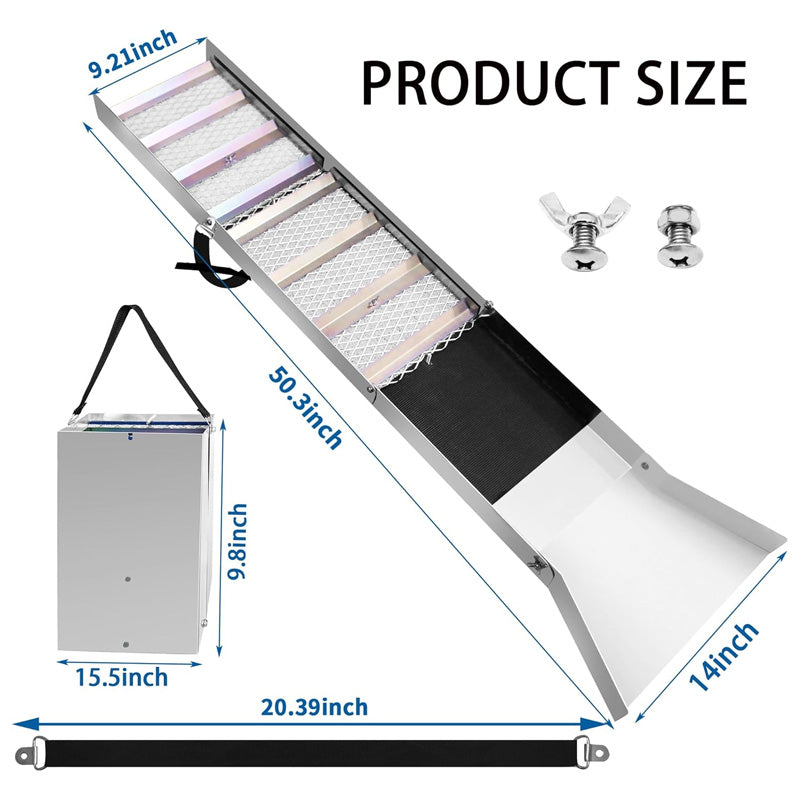 50 Inch Folding Aluminum Sluice Box, Gold Prospecting Equipment For Gold Panning With Miner Moss, For River, Stream, Dredging