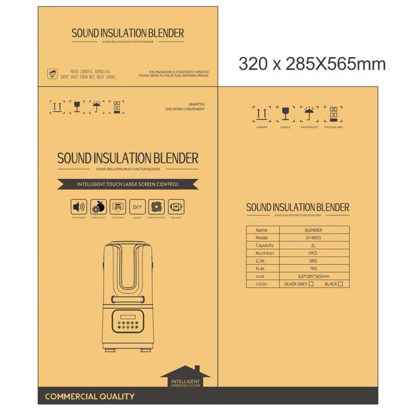 2L Soundproofed Fully Automatic Juicer With Hood Smoothie Blender Ice Crusher