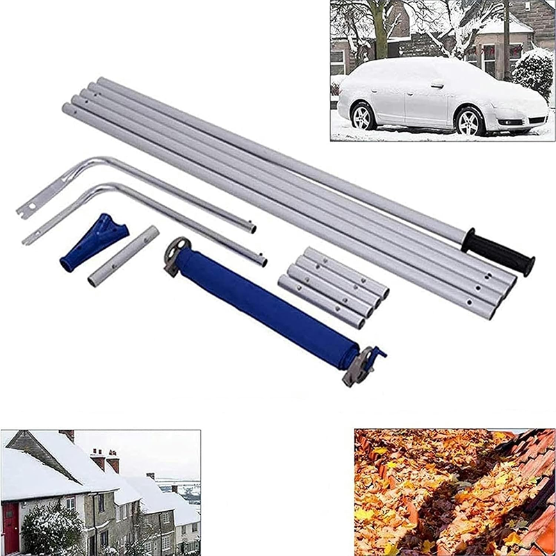 Snow Shovels & Rakes,Roof Aluminum Pole Snow Shovel Rake Snow Thrower, 21ft Sturdy Telescopic Extension Pole with Nylon Fabric Pusher and Roller Snow Removal Tool