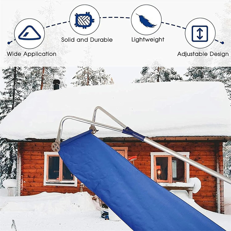 Snow Shovels & Rakes,Roof Aluminum Pole Snow Shovel Rake Snow Thrower, 21ft Sturdy Telescopic Extension Pole with Nylon Fabric Pusher and Roller Snow Removal Tool