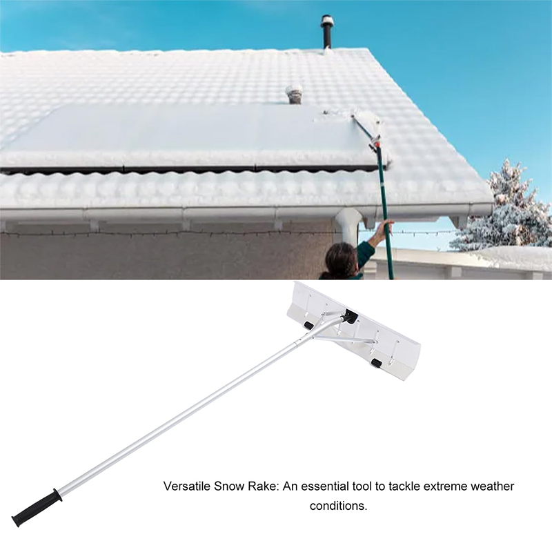 Wheeled Snow Shovel, 4.8ft to 19.9ft Roof Snow Rake Telescopic Snow Shovel Removable Multi-Function Snow Removal Tool for Roofs, Wet Leaves, Car Snow
