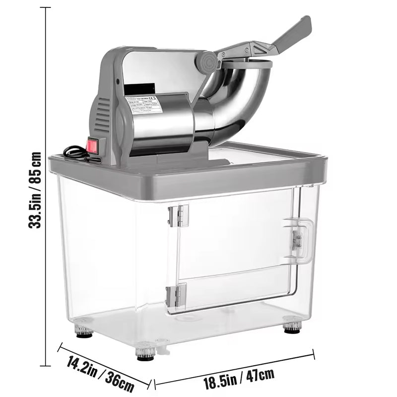 350W Electric Hawaiian Snow Cone Stainless Steel Ice Crusher With Safety Switch Heavy Duty Manual Ice Crusher
