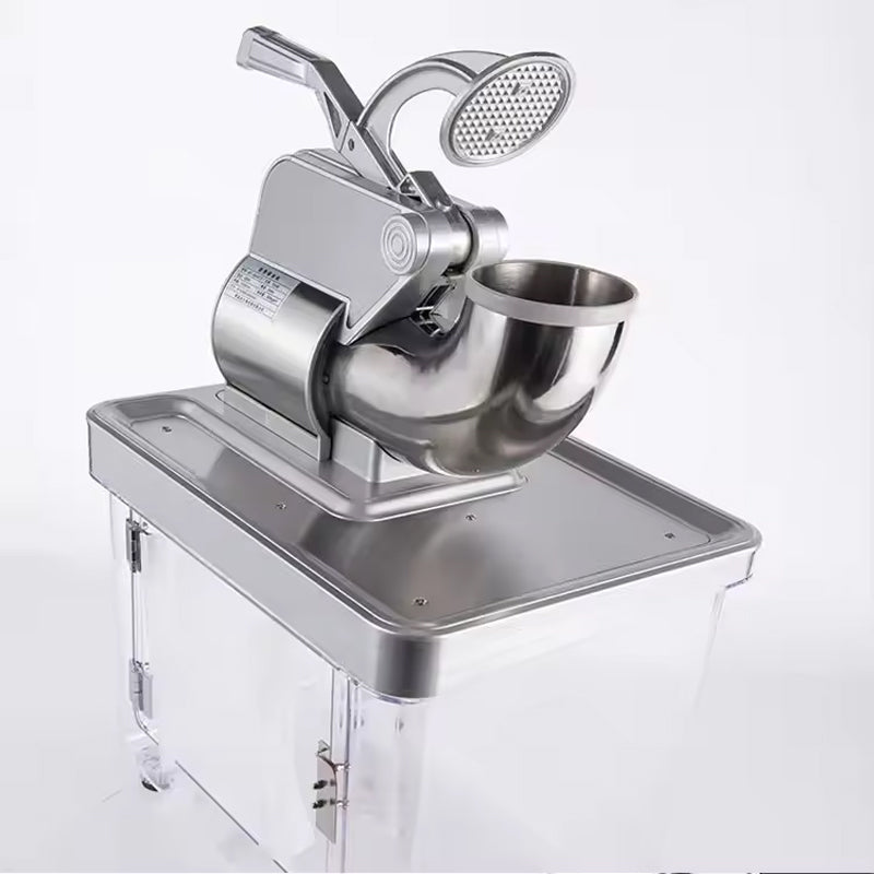 350W Electric Hawaiian Snow Cone Stainless Steel Ice Crusher With Safety Switch Heavy Duty Manual Ice Crusher
