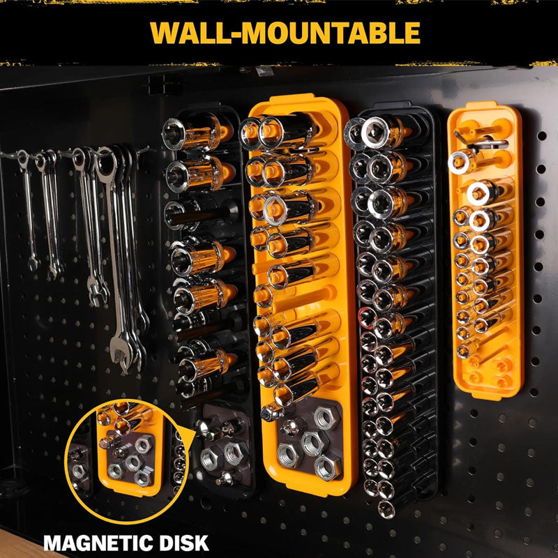 8-Piece Socket Organizer Tray Set 1/2, 3/8, 1/4-inch Drive SAE and Metric Holds 176 Standard & Deep Sockets for Toolboxes Drawers and Mechanics