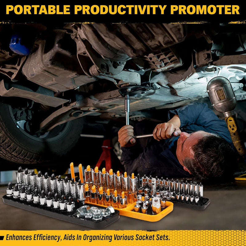 8-Piece Socket Organizer Tray Set 1/2, 3/8, 1/4-inch Drive SAE and Metric Holds 176 Standard & Deep Sockets for Toolboxes Drawers and Mechanics